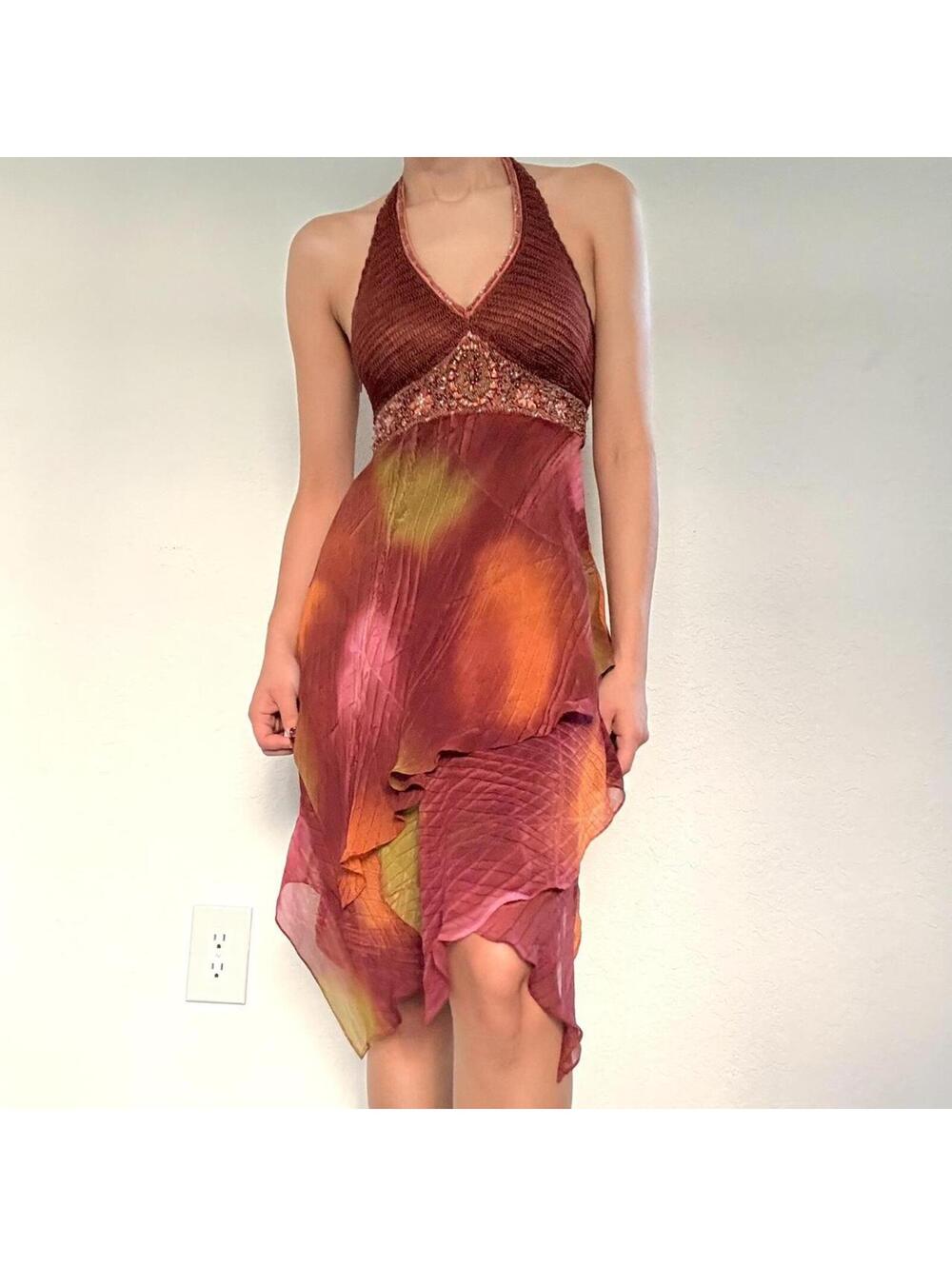 Sue Wong Silk Handkerchief Hem Dress
